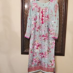 Stunning Rose Tassel Indian Kurta Tunic Bollywood